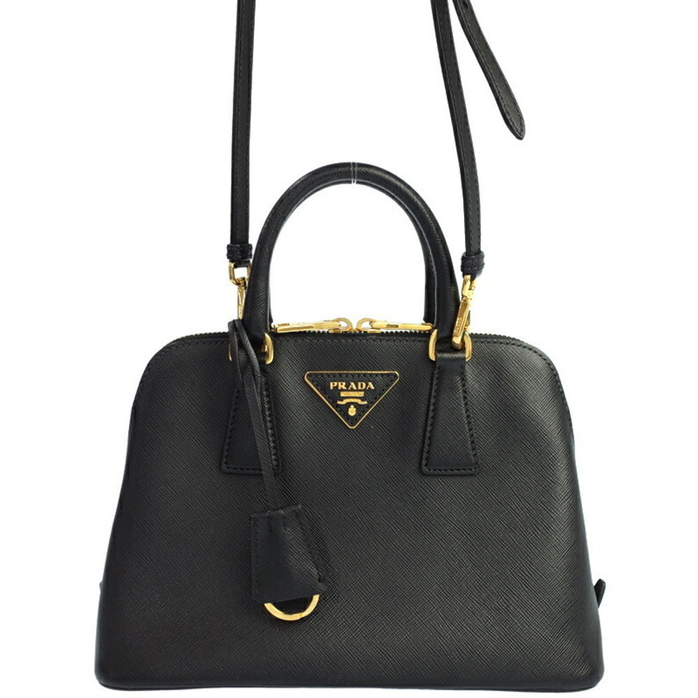 Prada Black Saffiano Lux Leather Promenade Shoulder Bag